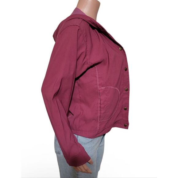 Pulp women long sleeve snap button down hoodie maroon jacket M - Picture 4 of 6